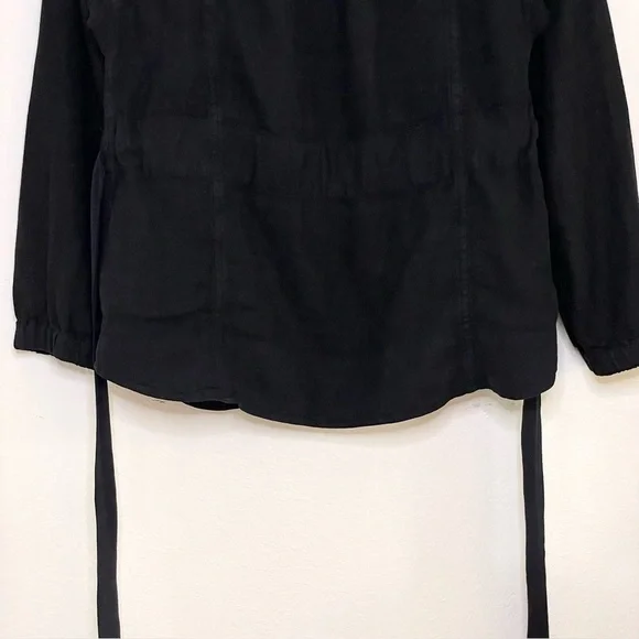 Isabel Marant Etoile Linen Blend Utility Jacket Zip Front Belted Black 6 Medium - Picture 8 of 13